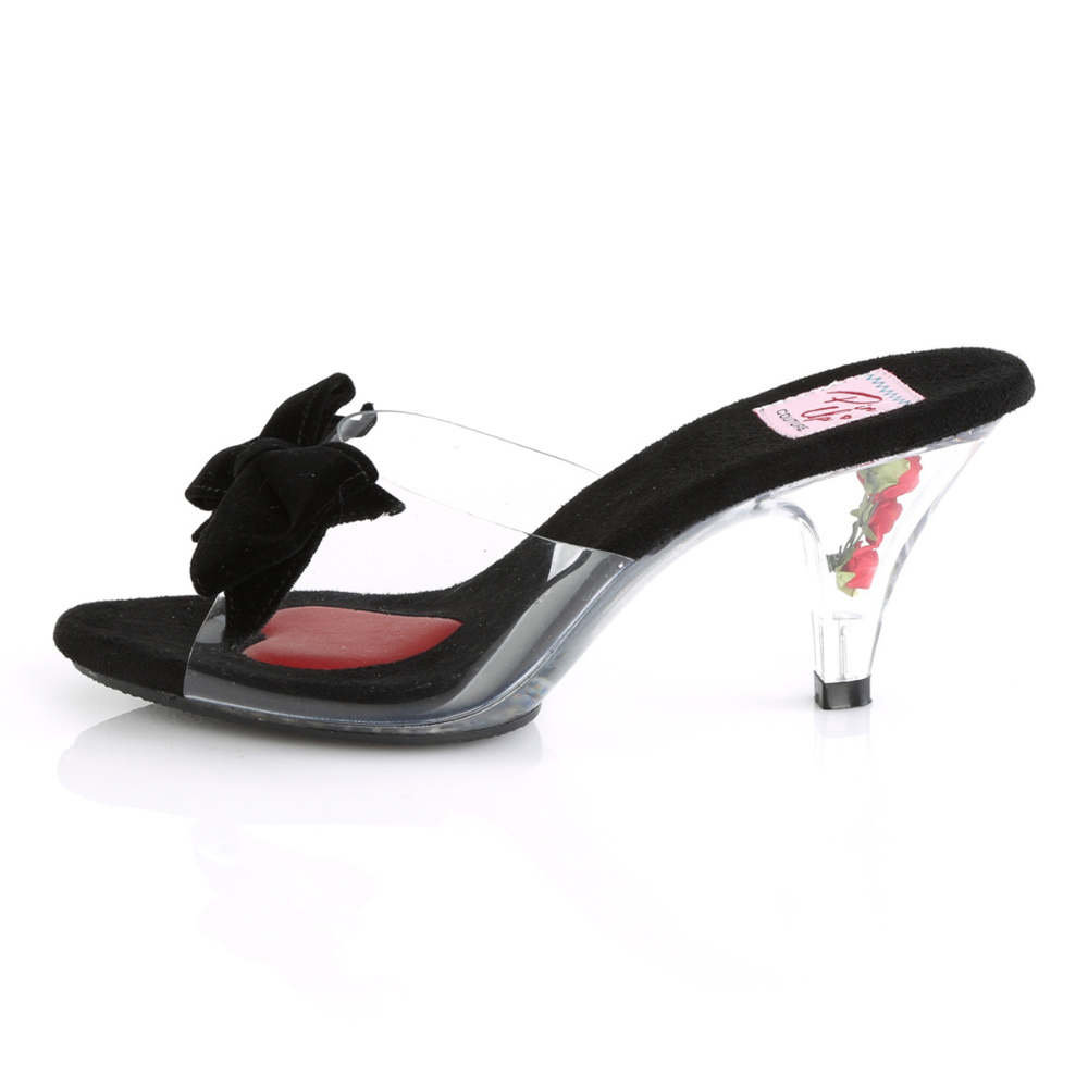 Bow Slide On Clear Mules High Heel Shoes - Picture 4 of 4
